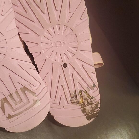 SOLD! UGG Disco Stripe Fluff Yeah Platform Slide Pink Dusk - Size 11 - Picture 12 of 13